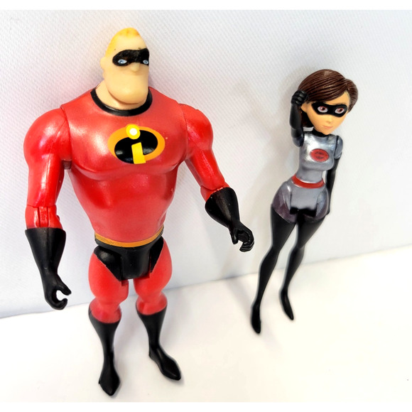 Disney Pixar Incredibles Mr Incredible & Elastigirl Action Figures Jakks Set Lot - Picture 3 of 9